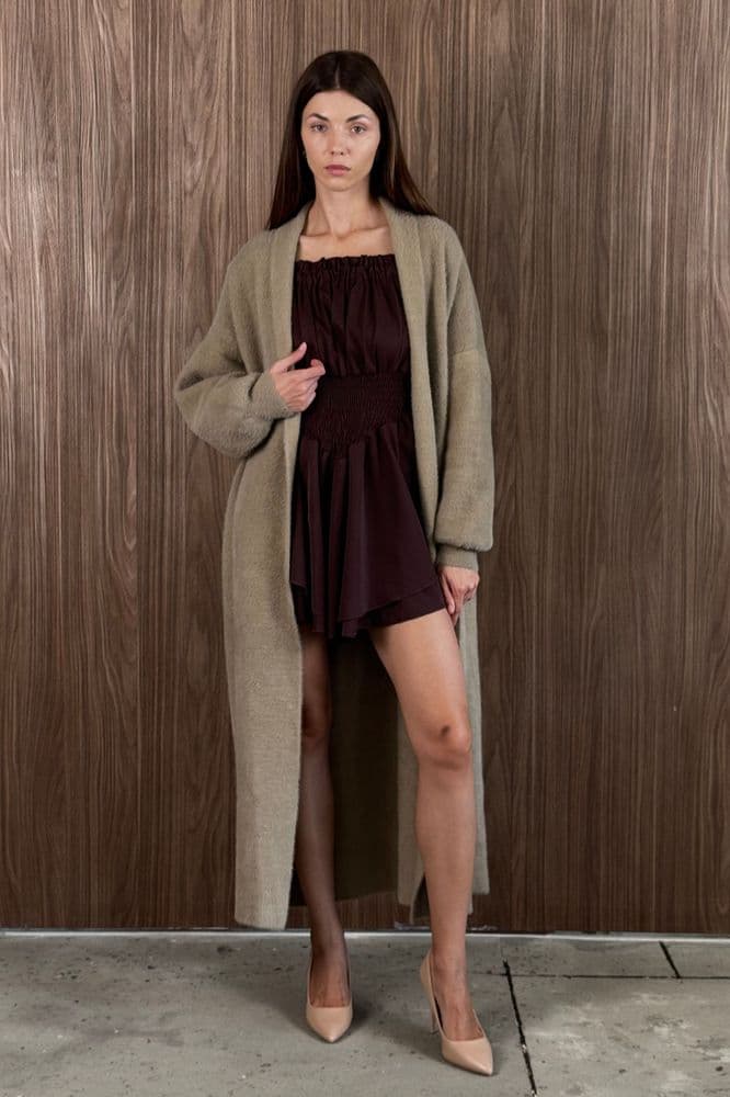 Кардиган максі з манжетами ONE SIZE (бежевий темний) — 5