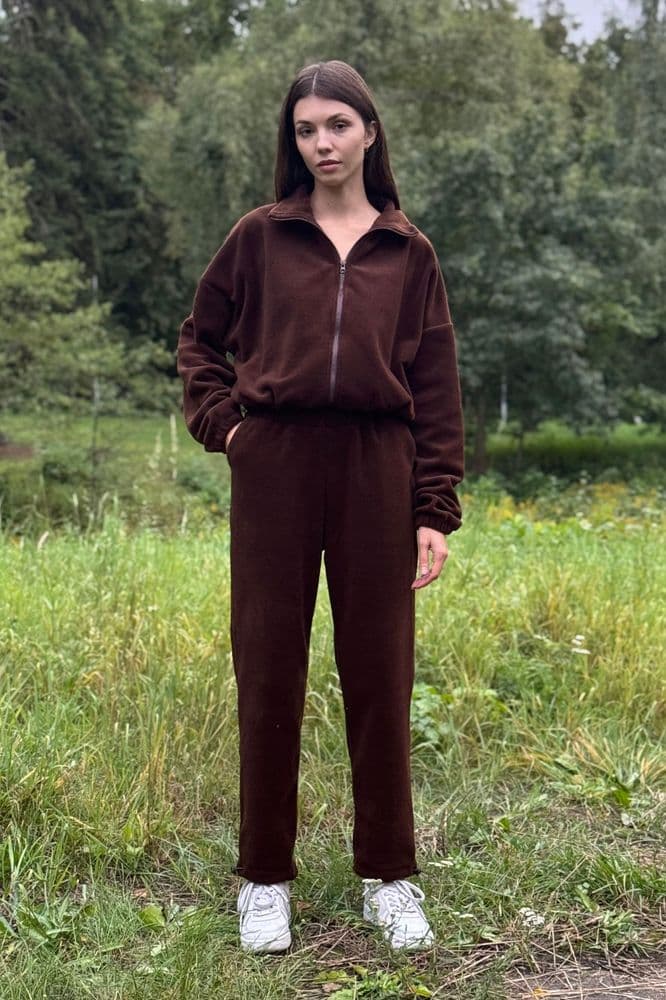 Костюм из флиса со стойкой на молнии (шоколад) — 2