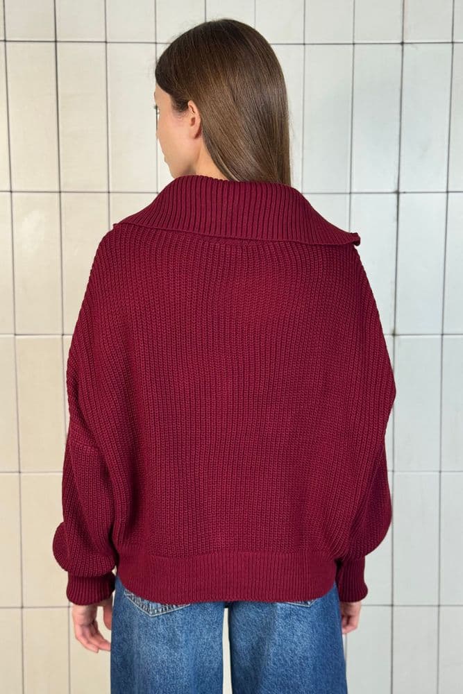 Джемпер короткий з блискавкою ONE SIZE (бордо) — 1