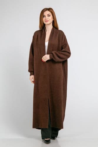 Кардиган максі з манжетами ONE SIZE (коричневий)