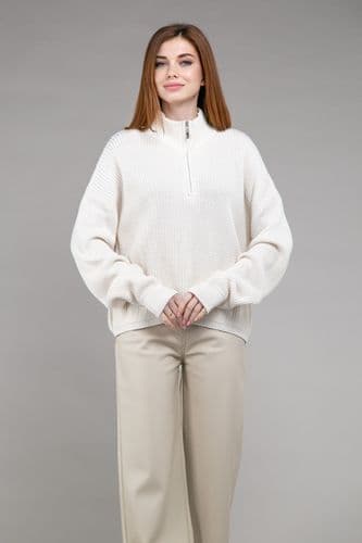 Свитер на молнии ONE SIZE (молочный)