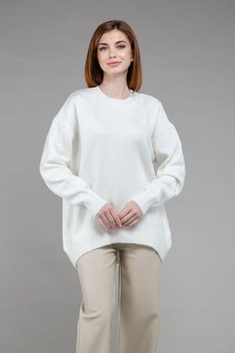 Свитер оверсайз асимметричный ONE SIZE (белый)