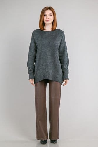 Свитер оверсайз асимметричный ONE SIZE (серый темный)