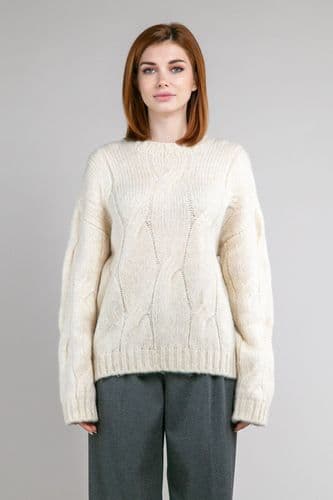 Светр коси з круглою горловиною ONE SIZE (беж)