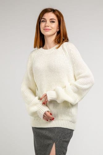 Светр реглан за манжетом (молочний) ONE SIZE