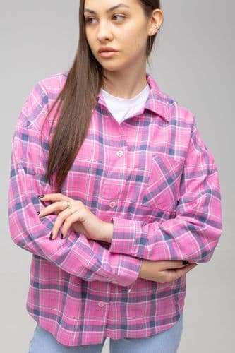 Рубашка в клетку (розовый+синий)