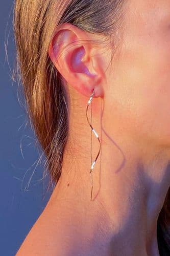 Серьги длинные спираль (серебро)