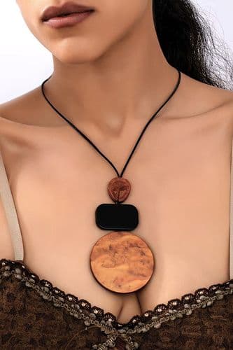 Подвеска на шнуре бохо (коричневый+черный)