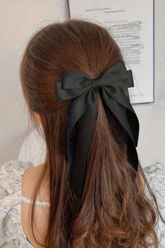 Заколка атласный бант (черный)