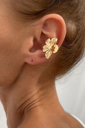 Серьга кафа большая цветок (золото)