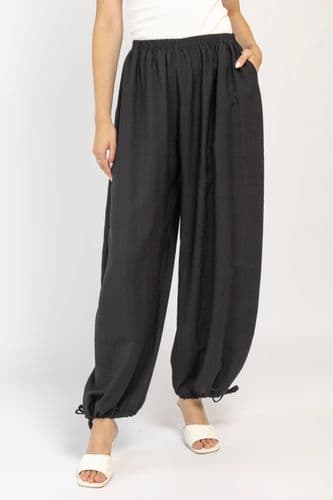 Брюки алладины лён (черный)