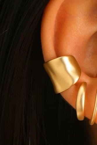 Серьга кафа широкая мат (золото)