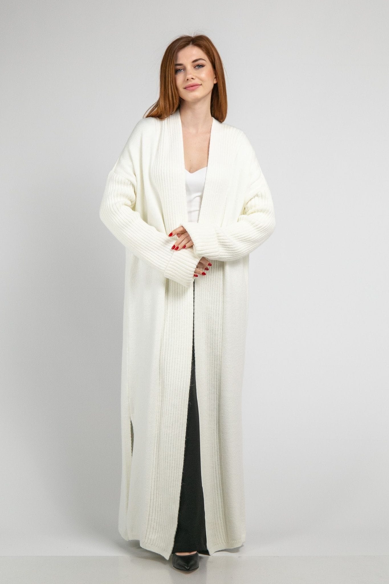 Кардиган максі з розрізами ONE SIZE (білий) — 2