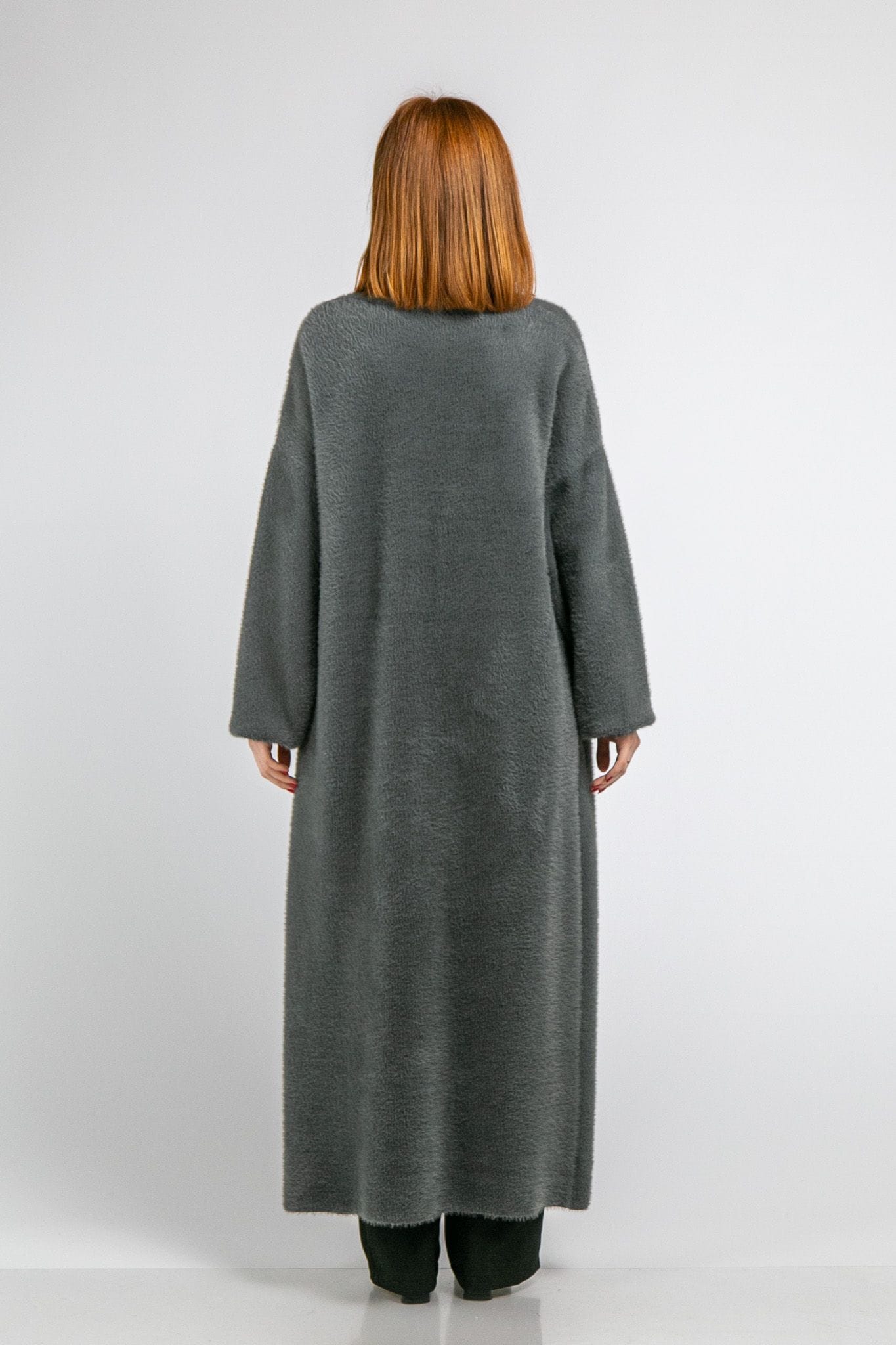 Кардиган максі з манжетами ONE SIZE (сірий) — 4