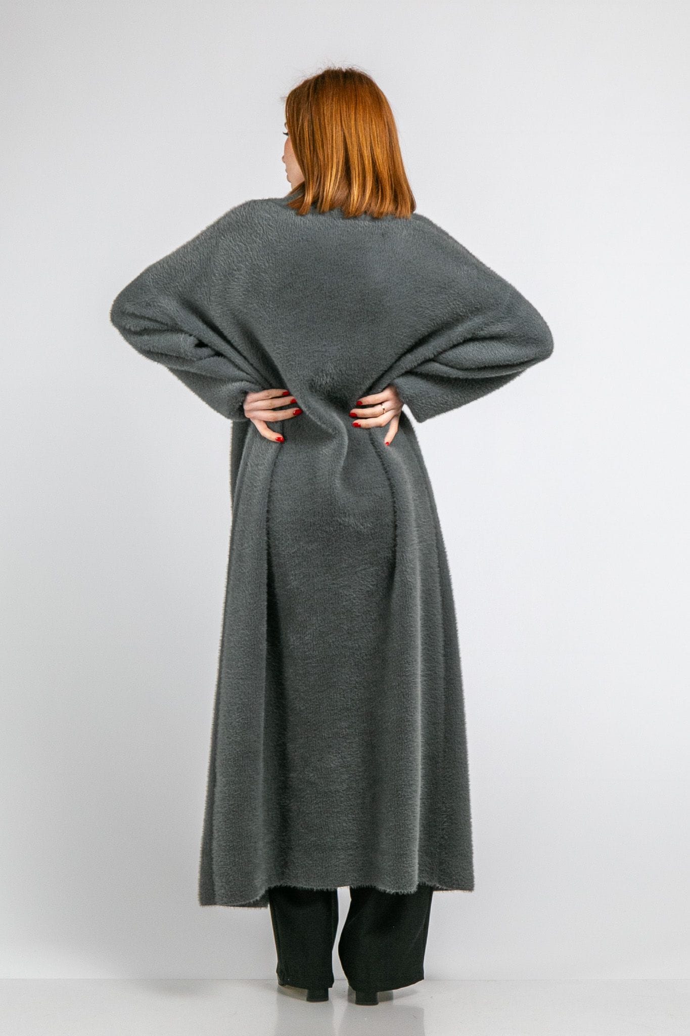 Кардиган максі з манжетами ONE SIZE (сірий) — 5