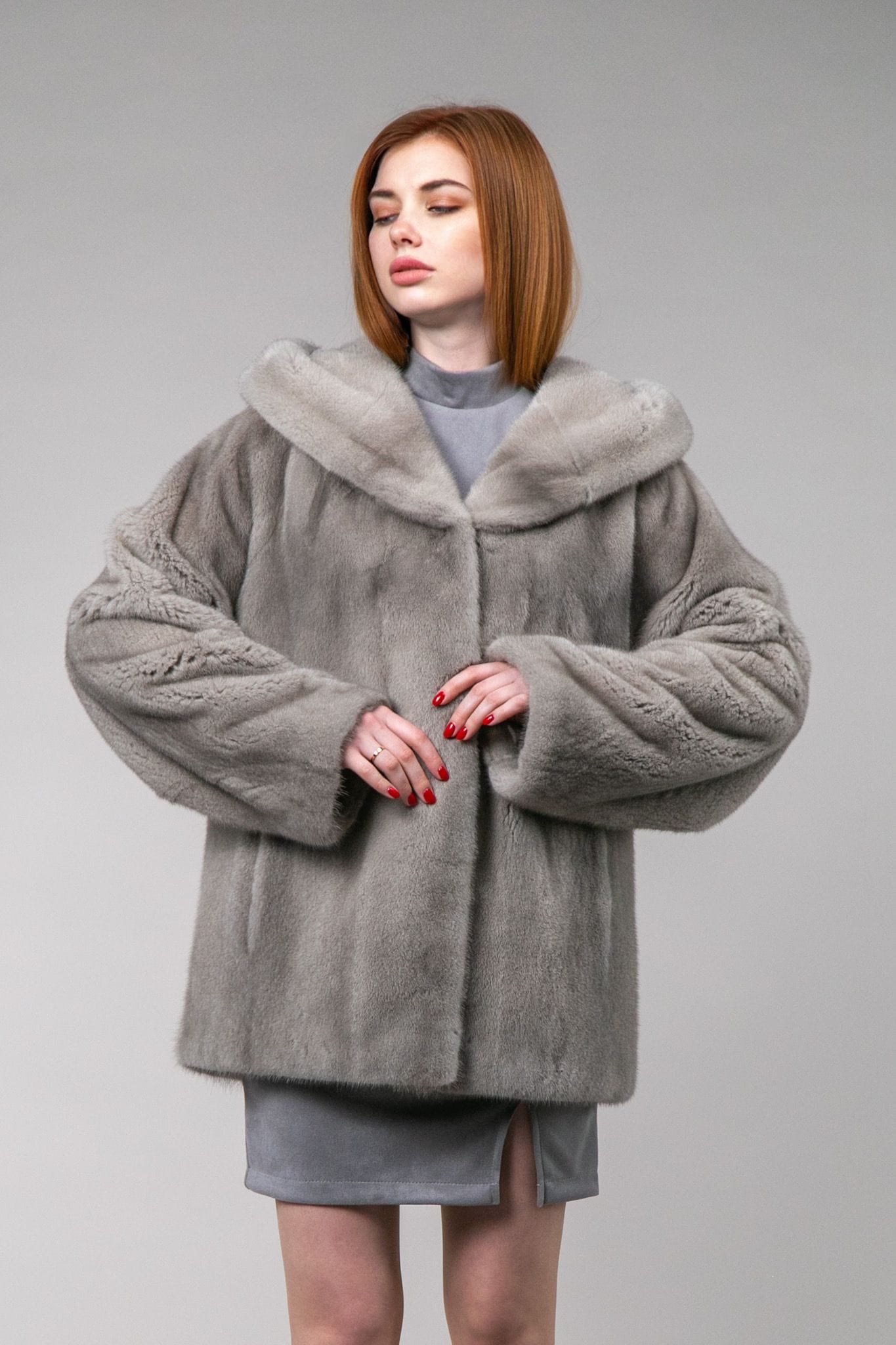 Полушубок из меха норки Кристалл (silverblue) — 2