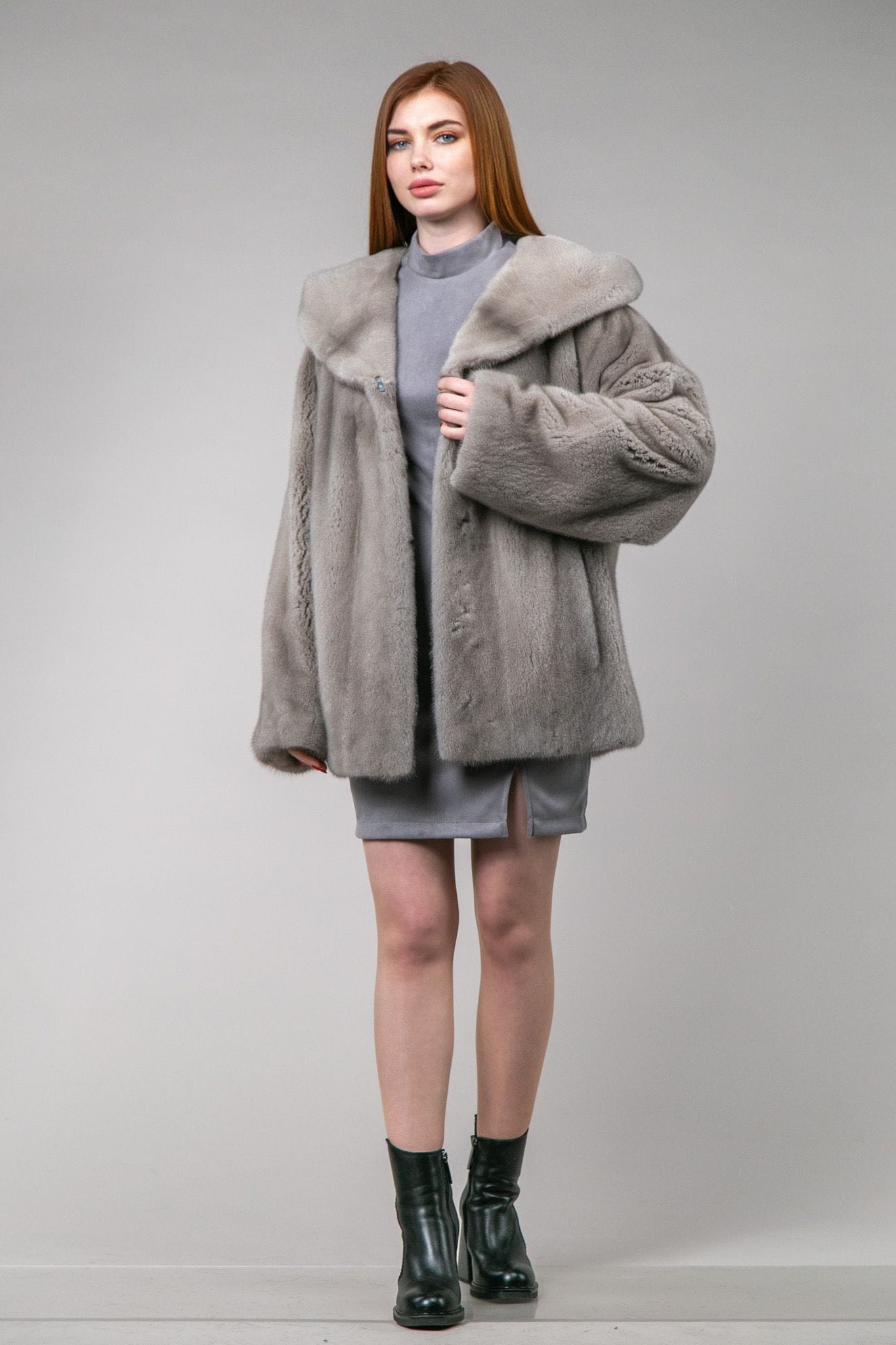 Полушубок из меха норки Кристалл (silverblue) — 7