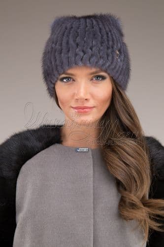 Шапка из меха норки Китти (графит)