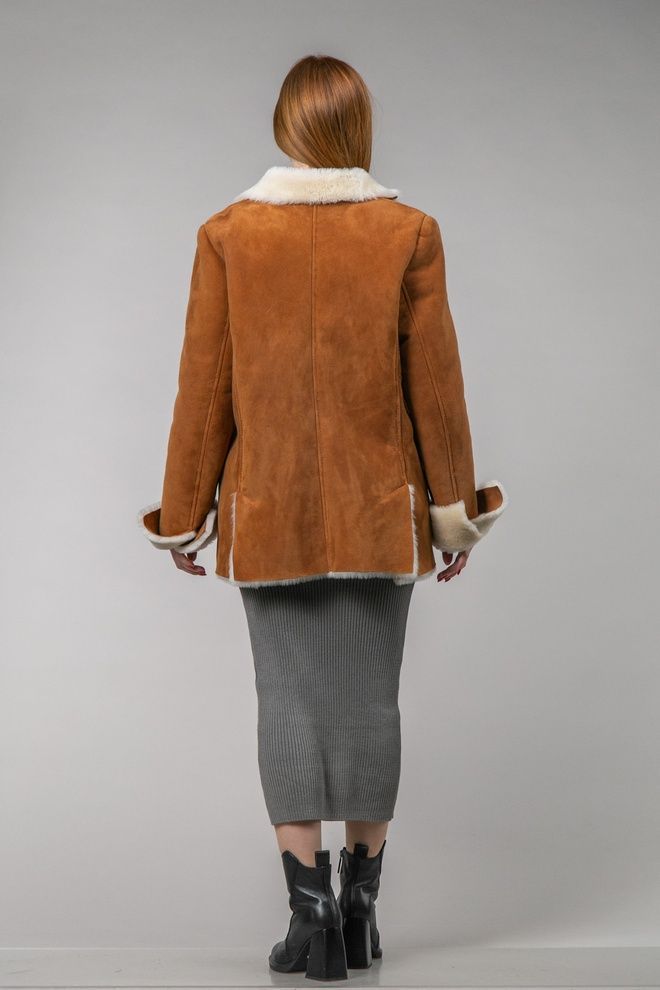 Дубленка з овчини (рудий+білий)