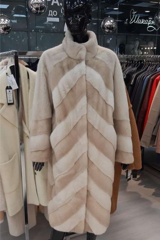 Шуба из меха норки 0147 (перл-паломино)