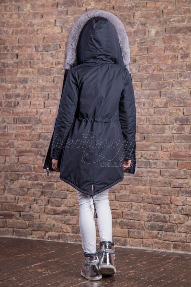 Парка из плащевки с отделкой песцом Мирабель
