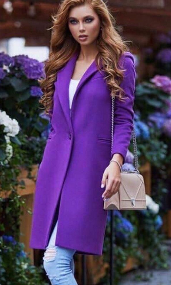 Пальто из кашемира ярко-фиолетового цвета
