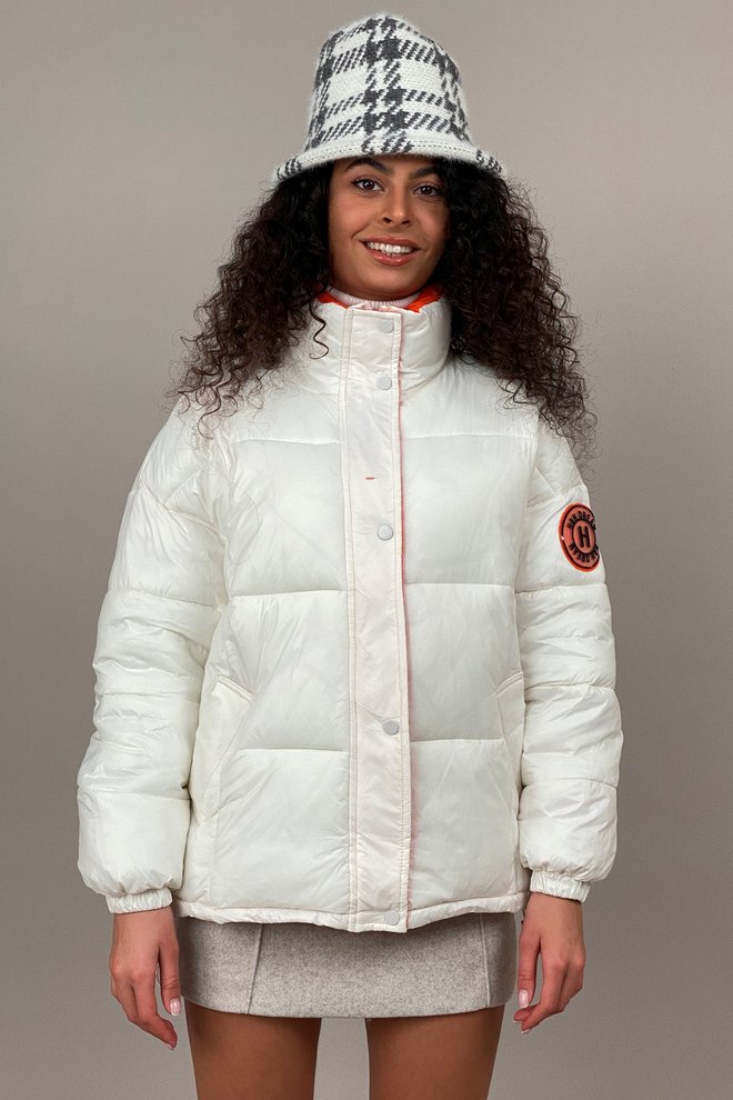 Куртка короткая зимняя 9906 (белый+оранжевый)