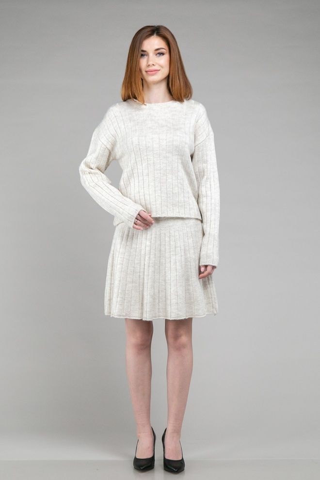 Костюм светр+спідниця ONE SIZE (беж)