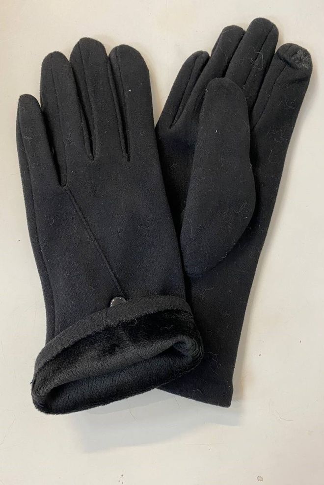 Кашемировые черные перчатки с пуговицами