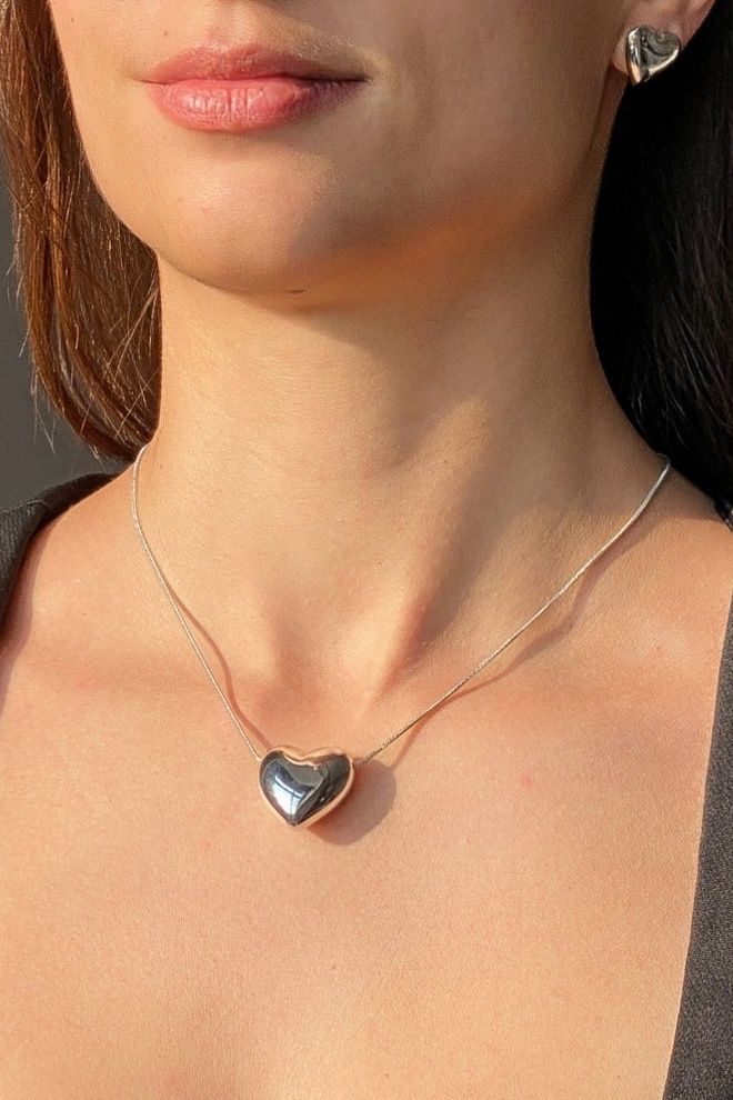 Цепочка с кулоном сердце (серебро) Цепочка с кулоном сердце (серебро)