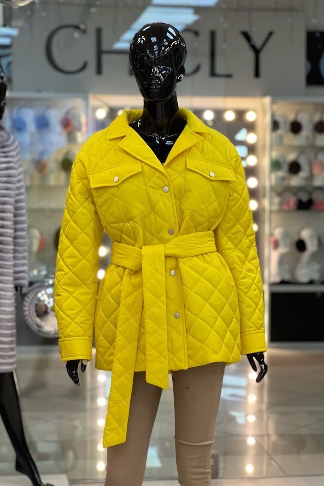 Пальто-рубашка из плащевки Полина (желтый)