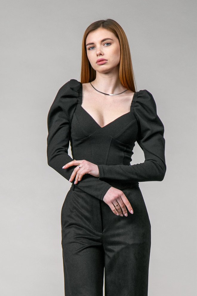 Блуза-корсет з довгим рукавом (чорний)