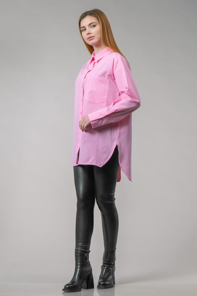 Рубашка оверсайз с удлиненной спиной (розовый)