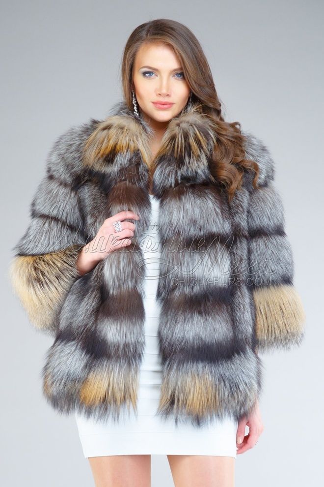 Полушубок из меха чернобурки Замина