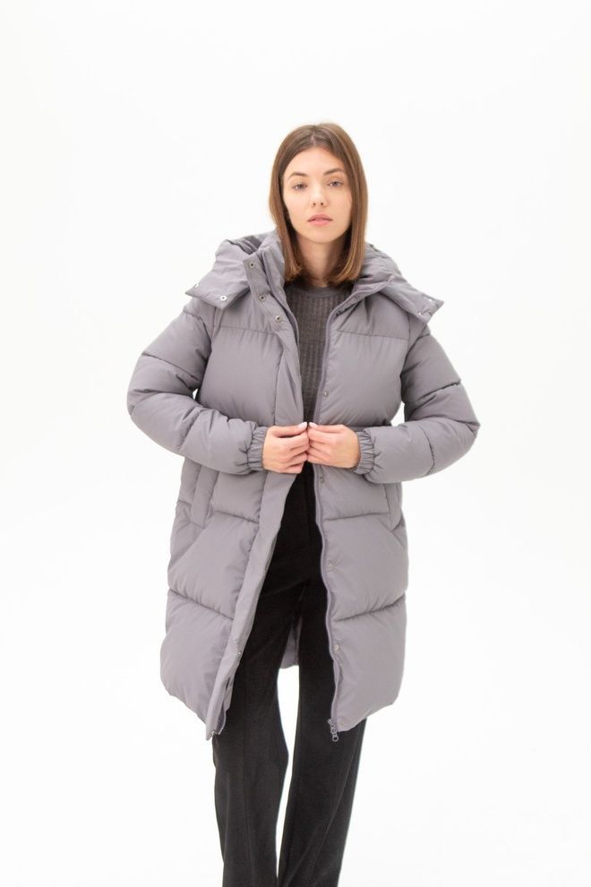 Пуховик зимовий подовжений DT (сірий)