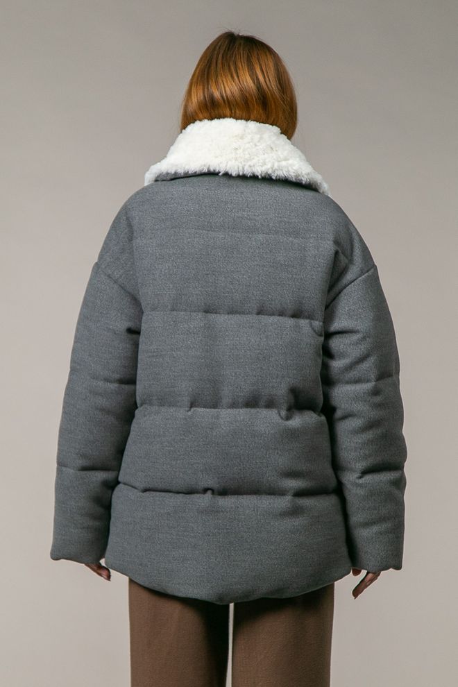 Куртка зимова з хутряним коміром (сірий)