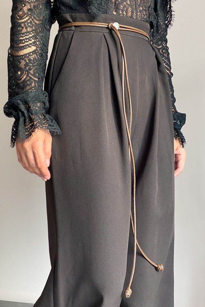 Пояс шнур из эко-кожи с регулировкой (шоколад+серебро)