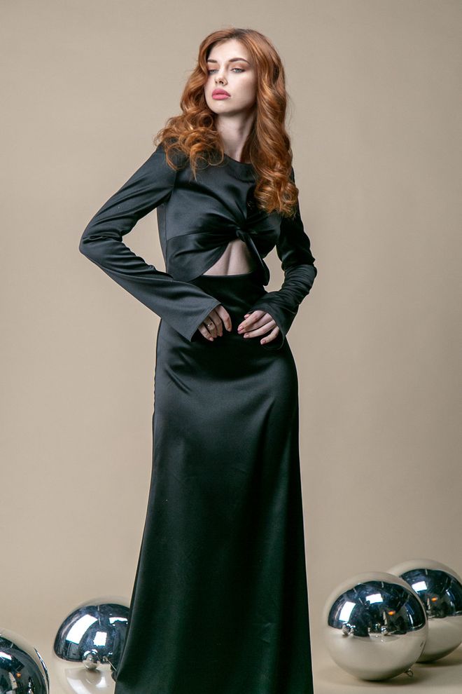Плаття максі з вирізом (чорний)