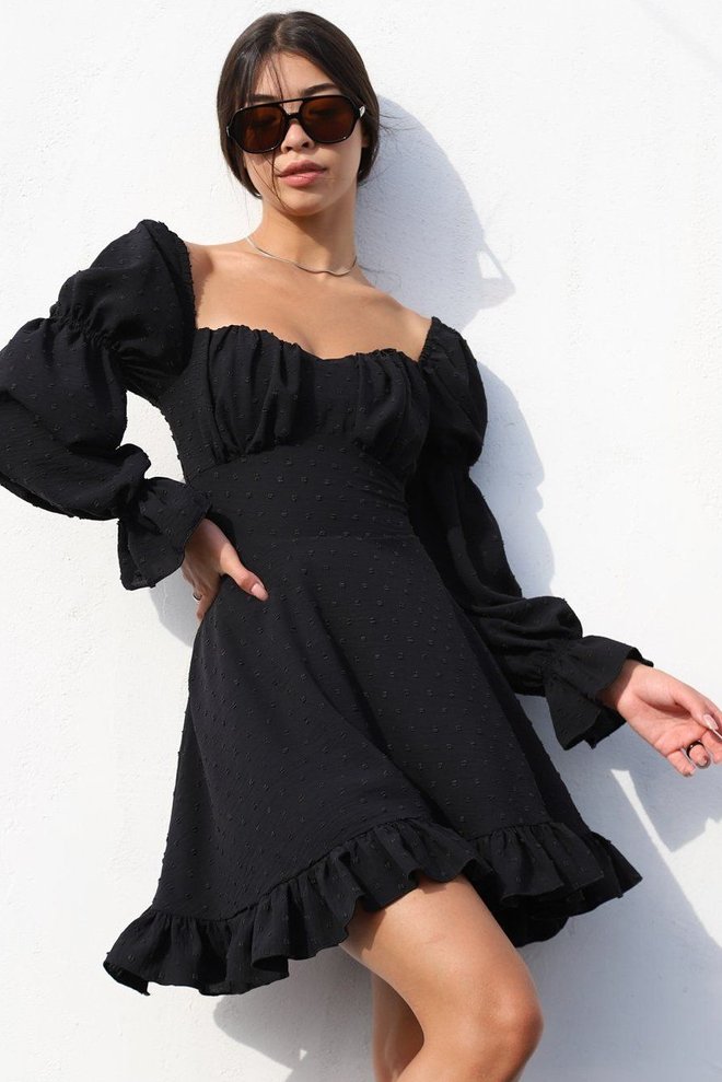 Плаття міні з квадратним вирізом (чорний)