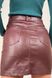 Мини юбка из эко-кожи с карманами бордовая
