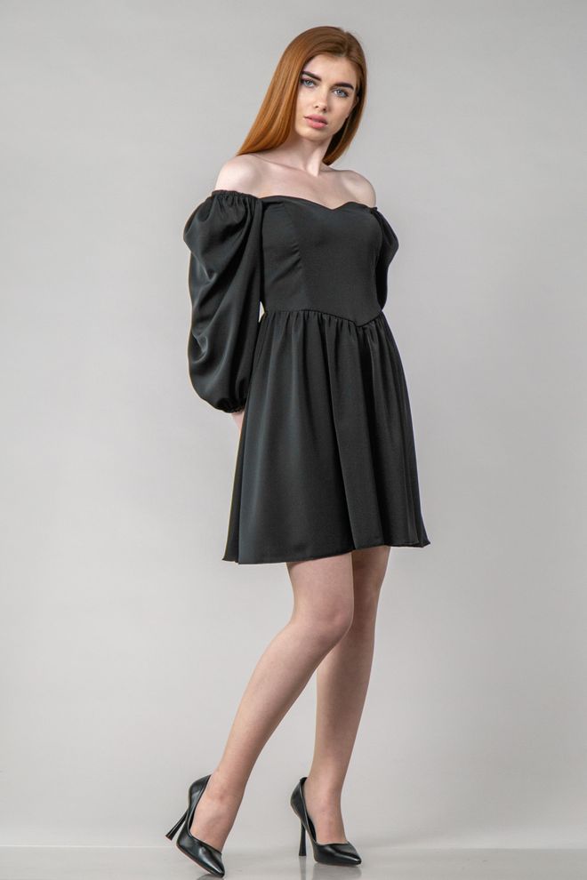 Плаття міні зі шнуровкою довгий рукав (чорний)