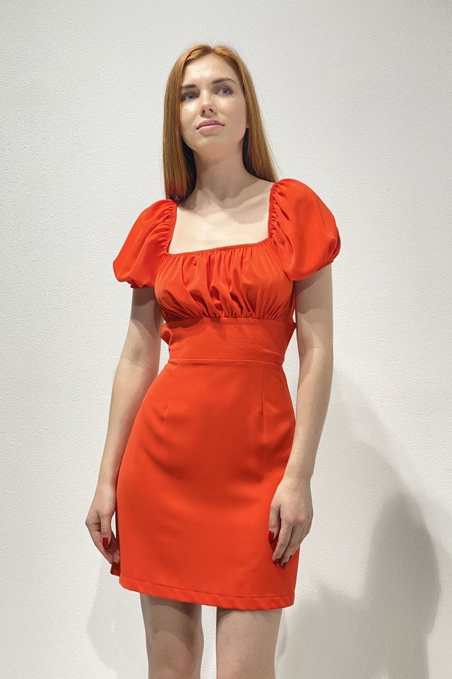 Плаття з відкритою спиною та кокеткою (червоний)