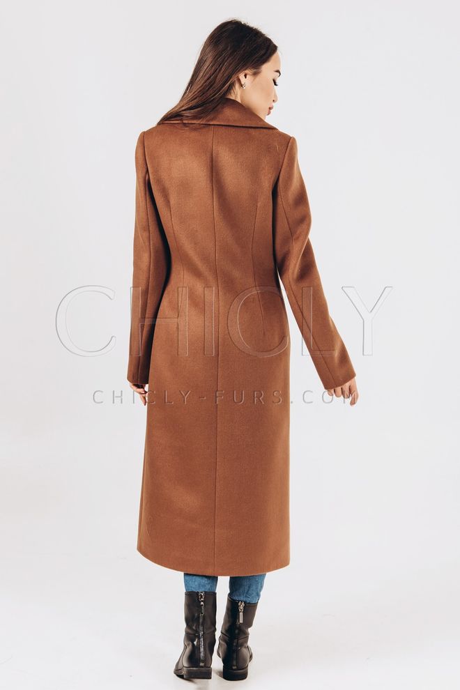 Пальто на осінь з альпаки шоколадного кольору