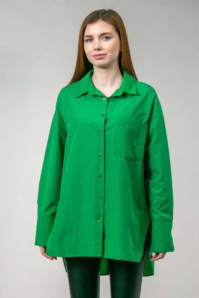 Сорочка оверсайз з подовженою спиною (зелений)