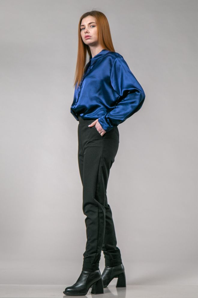 Блуза атласна (синій)