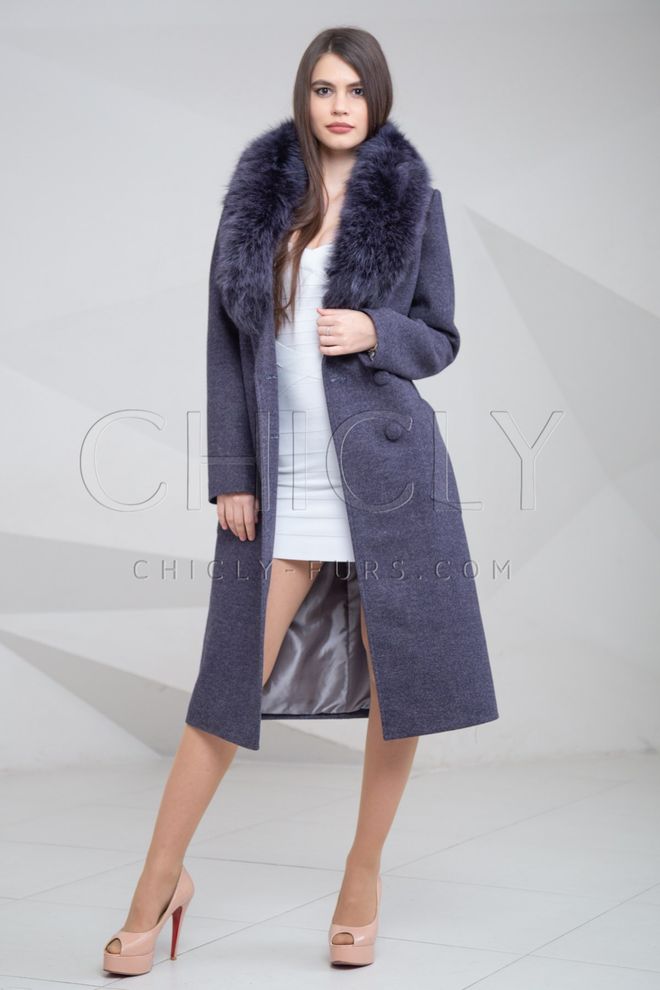 Женское зимнее пальто с натуральным мехом под пояс
