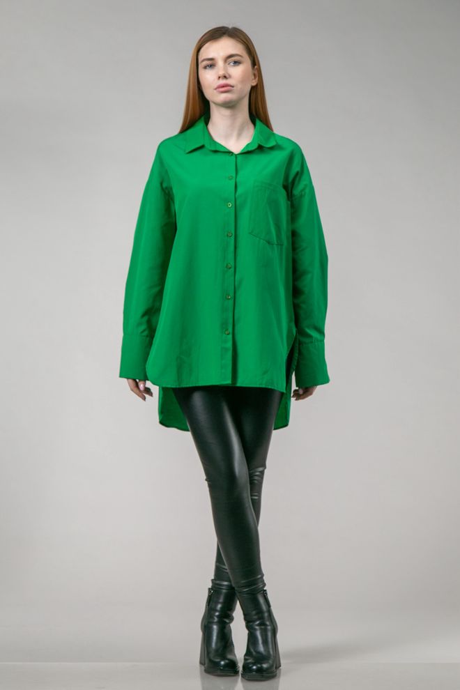 Рубашка оверсайз с удлиненной спиной (зеленый)
