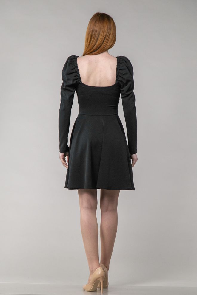 Платье мини с имитацией корсета (черный)