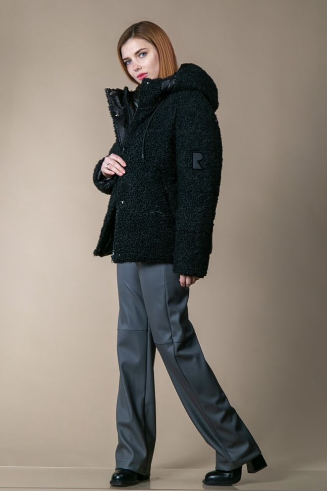 Куртка зимняя из эко овчины+плащевка (черный)