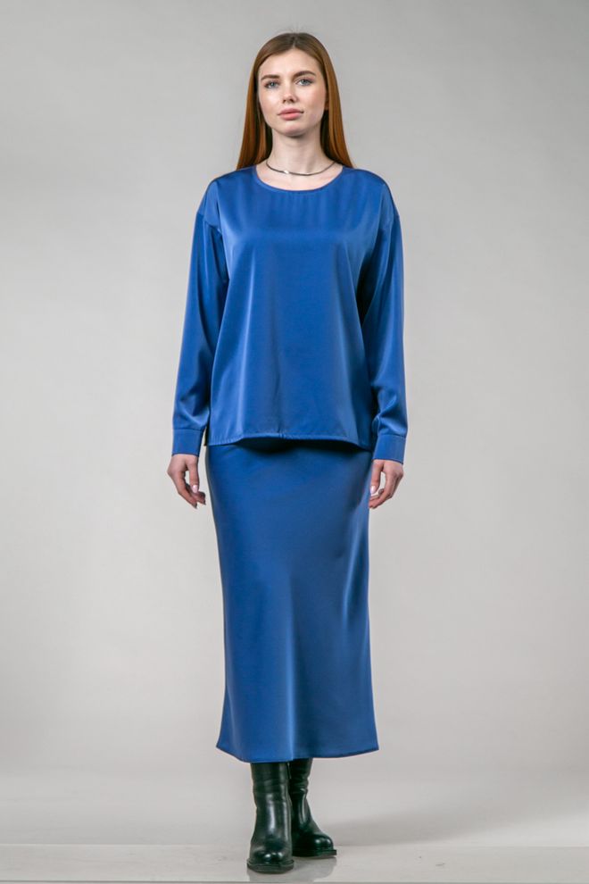 Костюм блуза+юбка (синий)